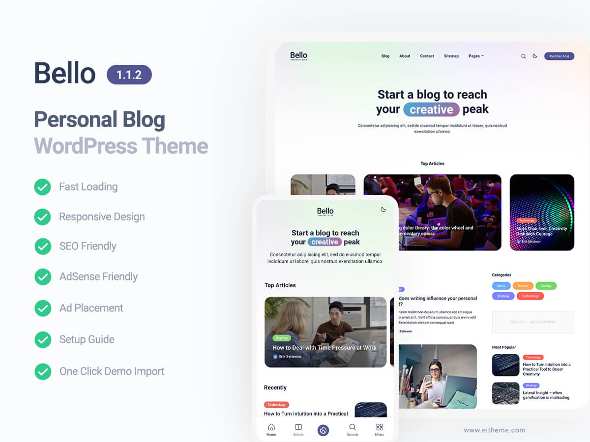 Bello – Personal Blog WordPress Theme Download